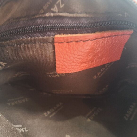 Zagara made in Italy Women's Leather Crossbody Purse Bag Orange One Size Snap Fr - Picture 10 of 11